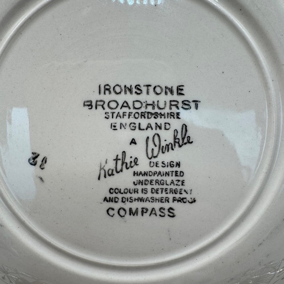 Vintage Kathie Winkle Ironstone Compass pattern 6" side plates. Set of 6. EUC. - Picture 4 of 12